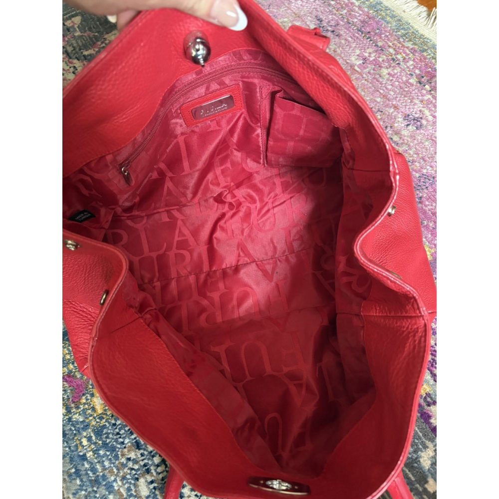 Furla VTG Y2K Cherry Red Leather Tote Bag Mob Wife Luxury EUC Early 2000s Chic - Picture 11 of 13